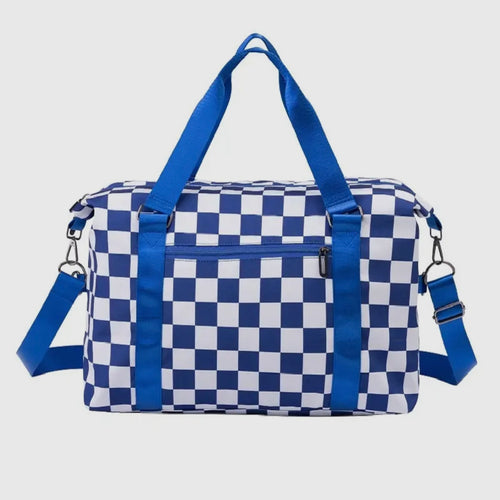 Blue Checkered Duffle Bag