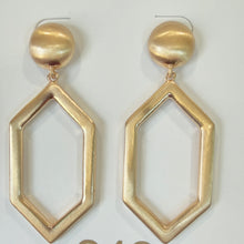 Load image into Gallery viewer, Golden Hexagon Dangle Earrings