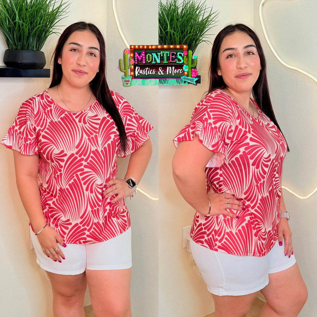 Red Bell Sleeve Top