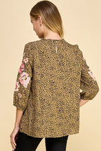 Load image into Gallery viewer, Brown Leopard Embroidered Top