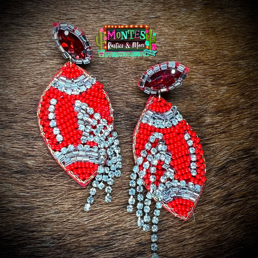 Red Football Earrings