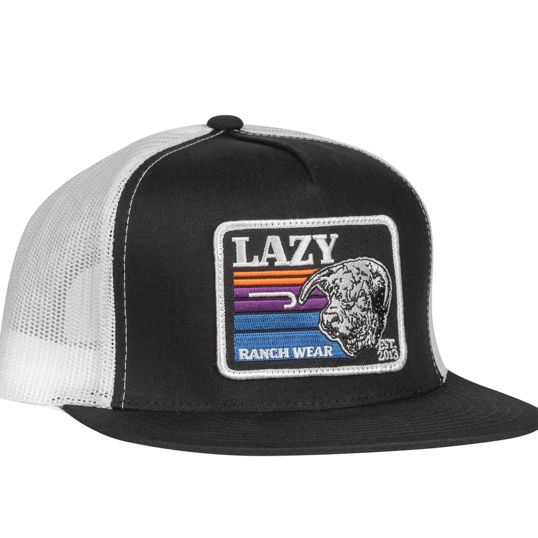 Lazy J Ranch Black & White Sunset Retro Classic Five Panel Trucker Hat