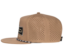 Load image into Gallery viewer, Lazy J Ranch Tan Diamond Banner Classic Five Panel Trucker Rope Hat