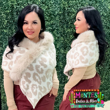 Load image into Gallery viewer, Beige Leopard Faux Fur Shawl