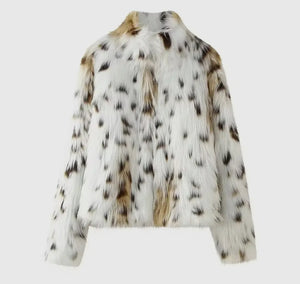 Amimal Print Coat Faux Fur Coat