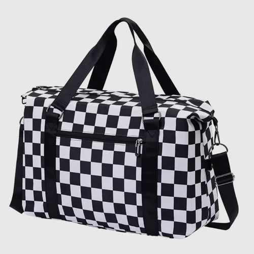 Black Checkered Duffle Bag