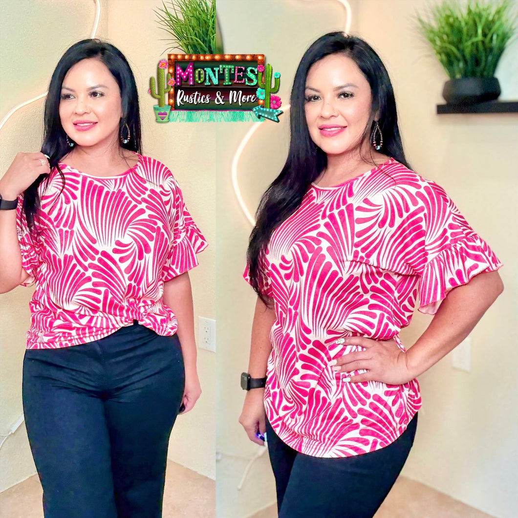 Red Bell Sleeve Top