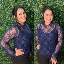 Load image into Gallery viewer, Navy Lace Top