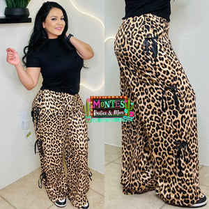 Leopard Side Bow Tie Pants