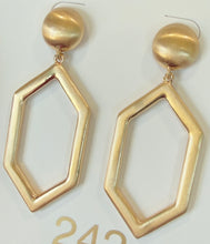 Load image into Gallery viewer, Golden Hexagon Dangle Earrings