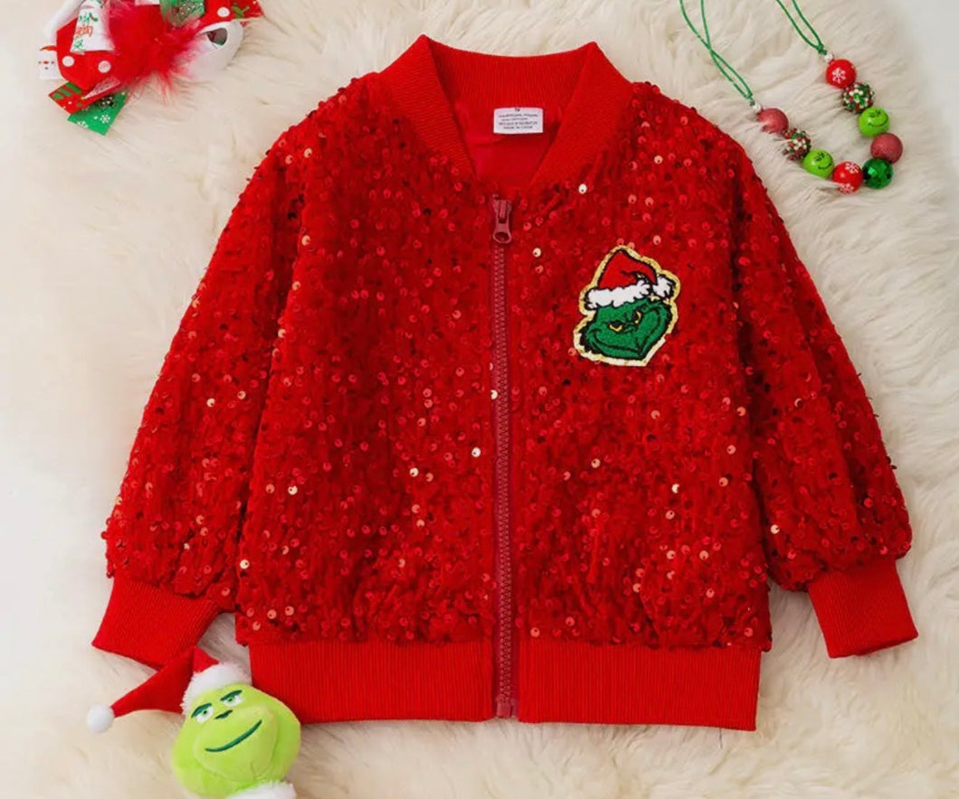 Girls Red Christmas Sequin Jacket