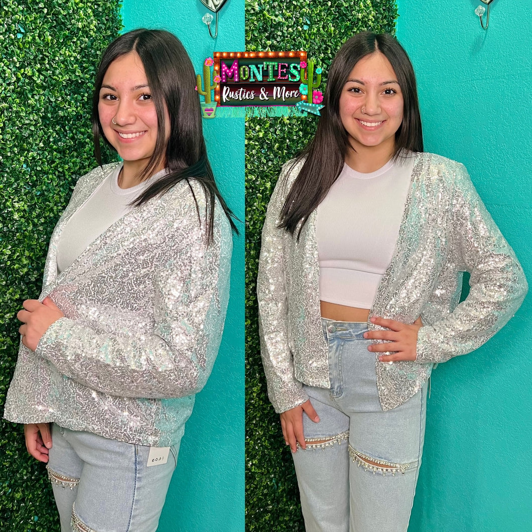 Silver Sequin Blazer