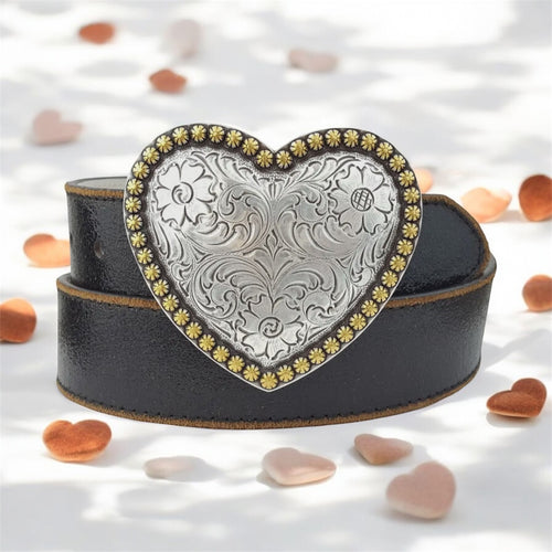 Heart Buckle Black Belt