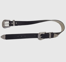 Load image into Gallery viewer, Black Western Double Buckle Belr