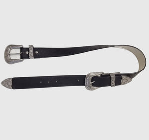 Black Western Double Buckle Belr