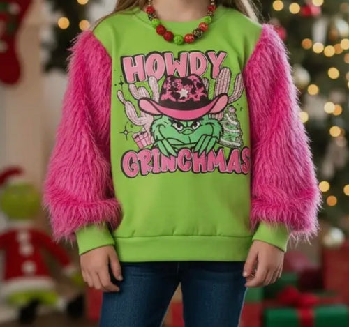 Girls Howdy Grinchmas Sweater