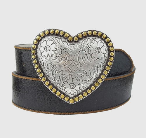 Heart Buckle Black Belt