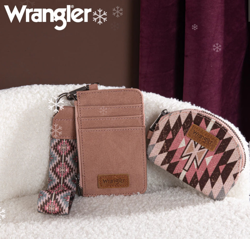 Wrangler Dark Pink Southwestern Art Print Pouch & Wristlet