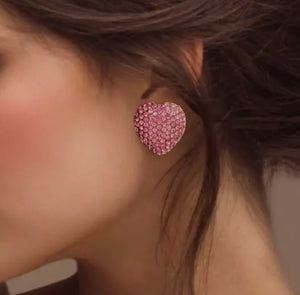 Pink Heart Stud Earrings