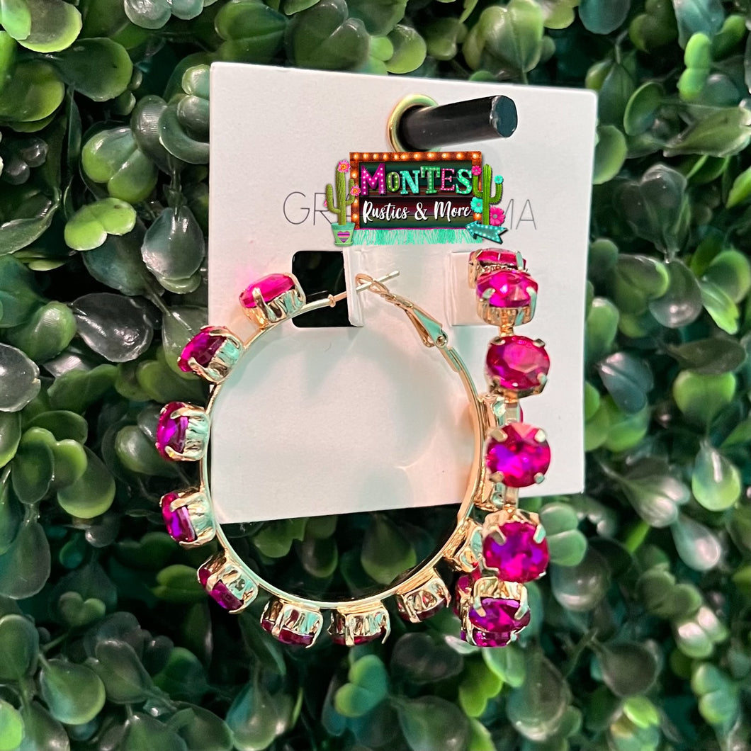 Fuchsia Crystal Hoops