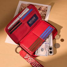 Load image into Gallery viewer, Red Wrangler Bandana Paisley Print Wristlet/Wallet