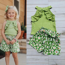 Load image into Gallery viewer, Girls Green Short Set