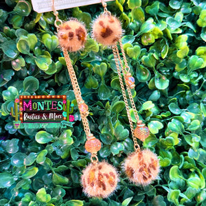 Double the Pom Earrings - Leopard
