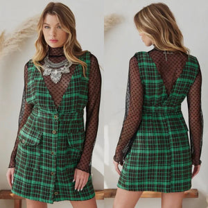 green plaid overall dress Amazon.com: Allegra K Women's Christmas Overall Dress Plaid Adjustable Strap Pinafore Mini Suspender Skirt Small Green Black : Clothing, Shoes & Jewelry