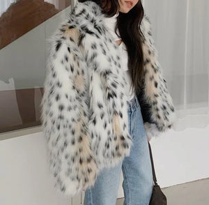 Amimal Print Coat Faux Fur Coat