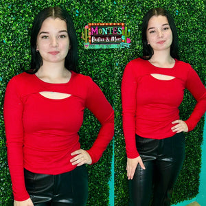 Red Cutout Top