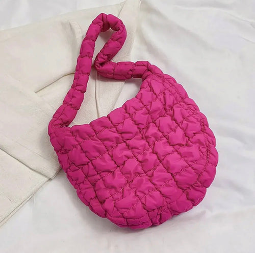 Fuchsia Puffer Tote/ Shoulder Bag