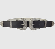 Load image into Gallery viewer, Black Western Double Buckle Belr