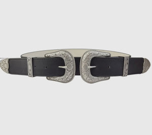 Black Western Double Buckle Belr