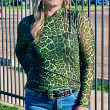 Load image into Gallery viewer, Leopard Green Mesh Top