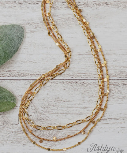 Gold Triple Chain Necklace