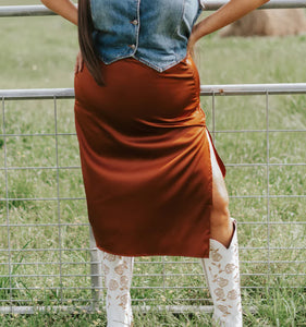 Saddle Brown Slitastic Skirt