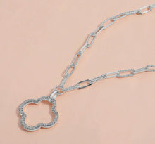 Load image into Gallery viewer, Silver Quatrefoil Pendant Necklace