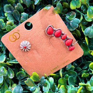 Teardrop & Sunburst Mismatched Earrings