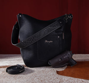 Black Wrangler Rivets Concealled Carry Hobo/ Crossbody