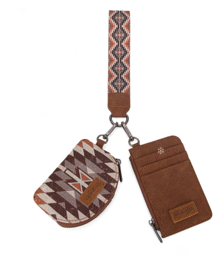 Wrangler Brown Southwestern Art Print Pouch & Wristlet