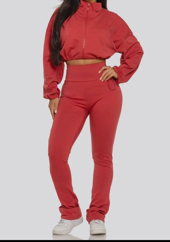 Rust 2Pc High Waisted Joggers