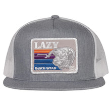 Load image into Gallery viewer, Lazy J Ranch Heather Grey &amp; White Sunset Retro Classic Five Panel Trucker Hat