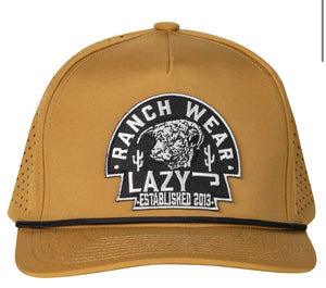 Lazy J Ranch Black Arrowhead Mustard Mid Profile Performance Trucker Hat