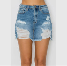 Load image into Gallery viewer, Destroyed Denim Mom Shorts