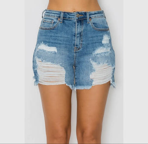 Destroyed Denim Mom Shorts