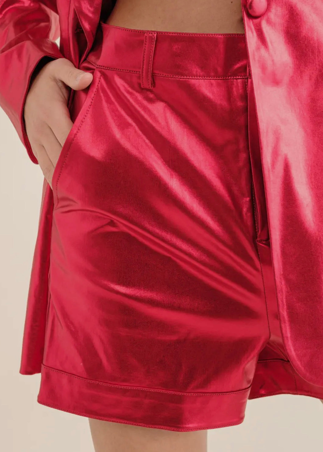 Red Metallic Shorts