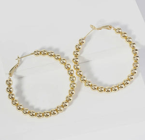 Gold Beaded Hoop Earrings