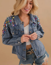 Load image into Gallery viewer, Rainbow Denim Jacket