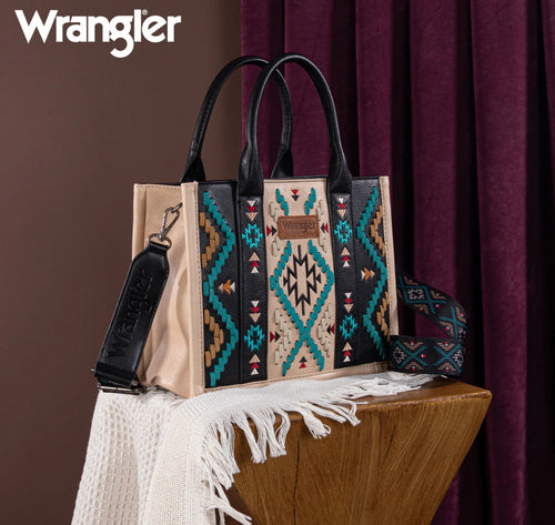 Wrangler Black Aztec Embroidered Tote/Crossbody