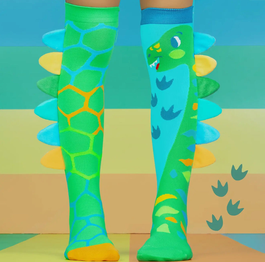 Green Roar Dinosaur Socks (Toddler 3-5)